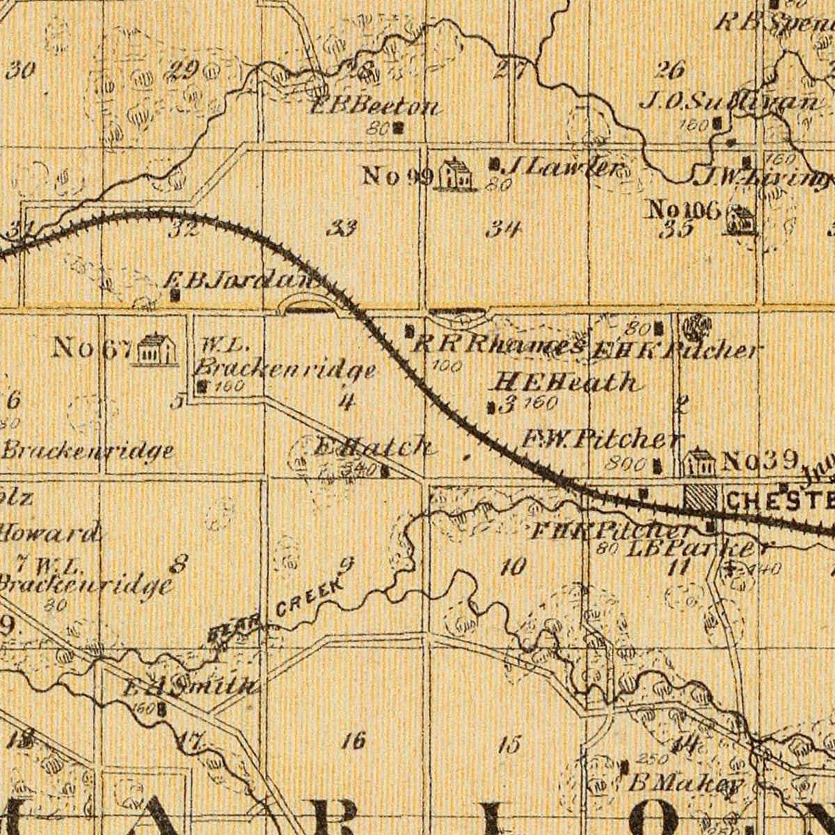 Restored historic details from the 1874 county map of Olmsted County, Minnesota