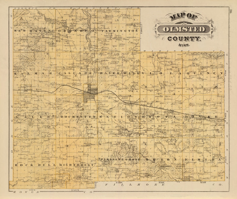 Size comparison using Vintage Map of Olmsted County, Minnesota 1874