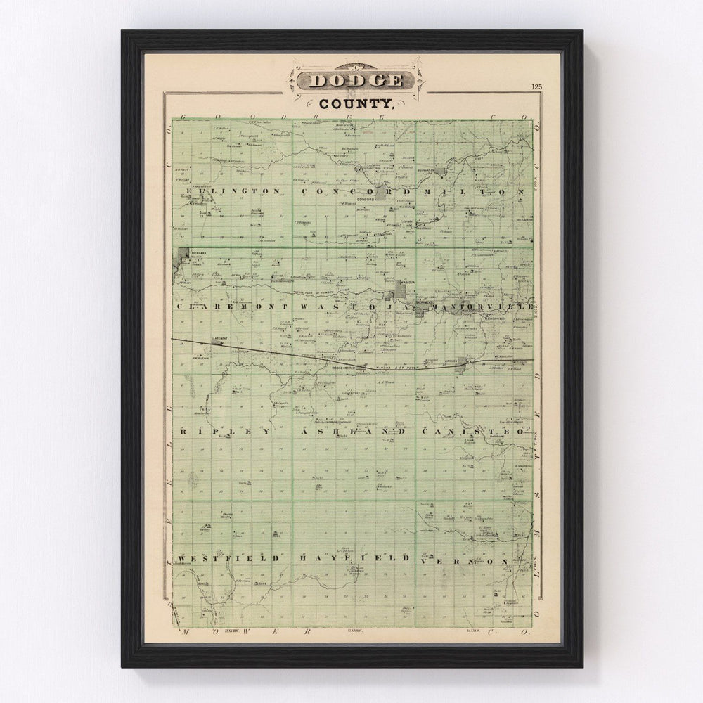 Dodge County Vintage Map 1874