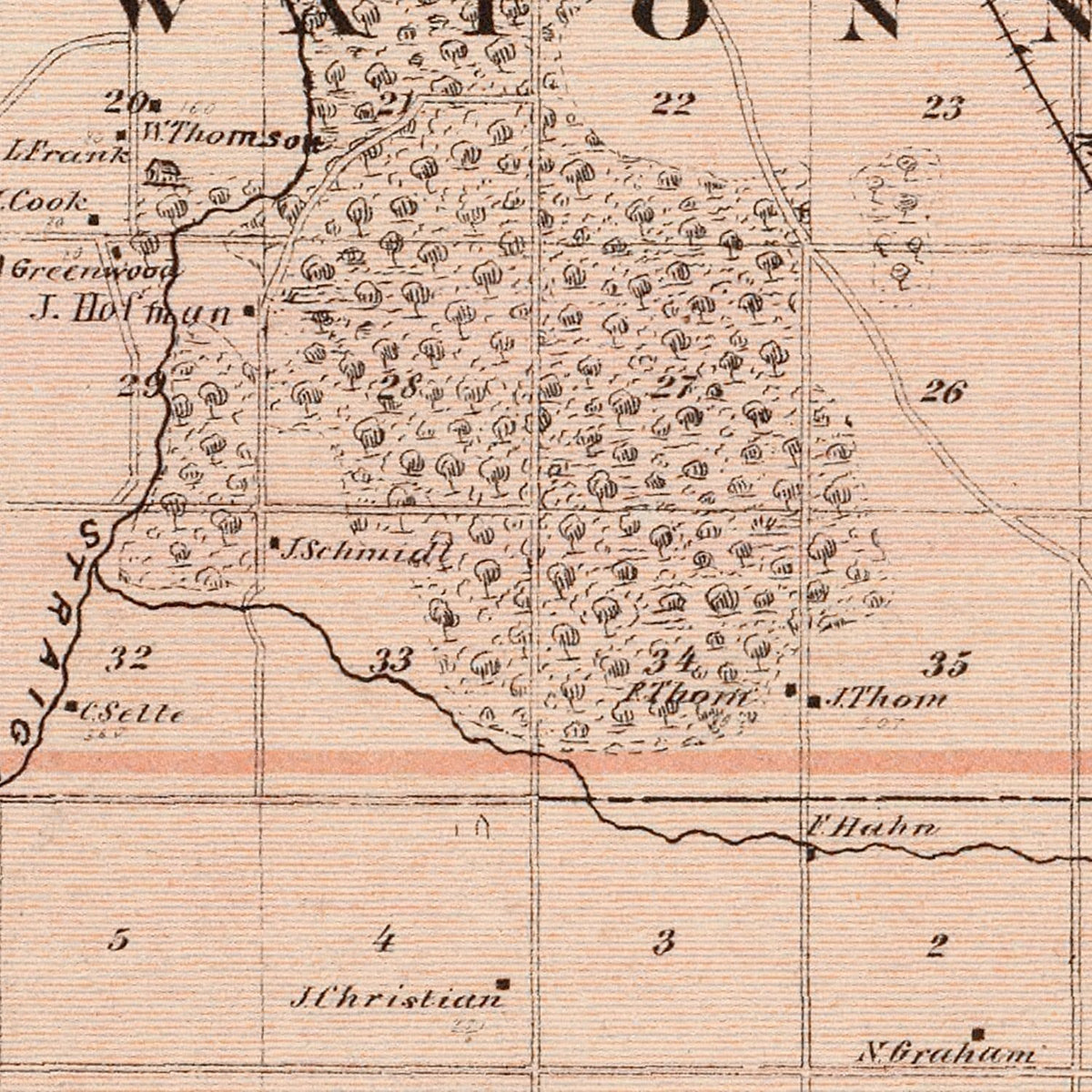 Restored historic details from the 1874 county map of Steele County, Minnesota