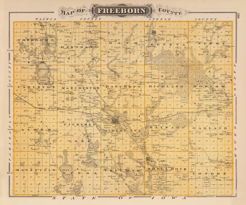 Size comparison using Vintage Map of Freeborn County, Minnesota 1874