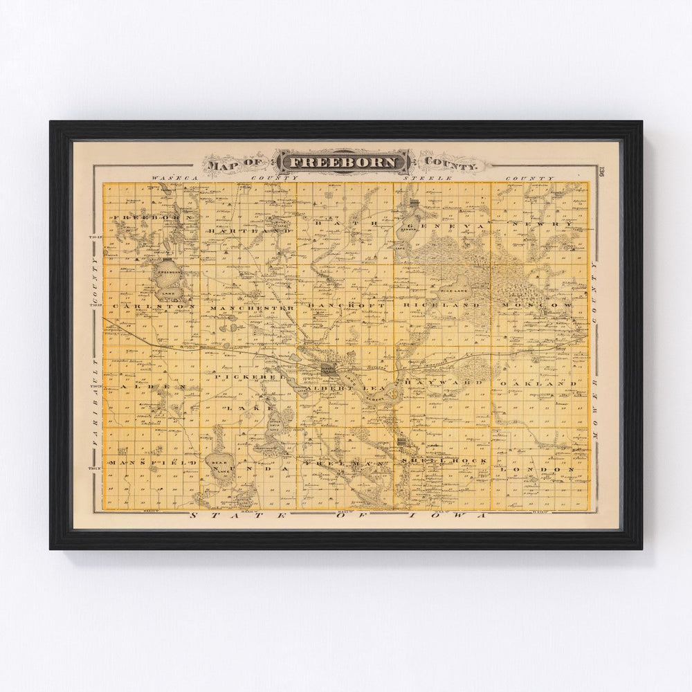 Freeborn County Vintage Map 1874