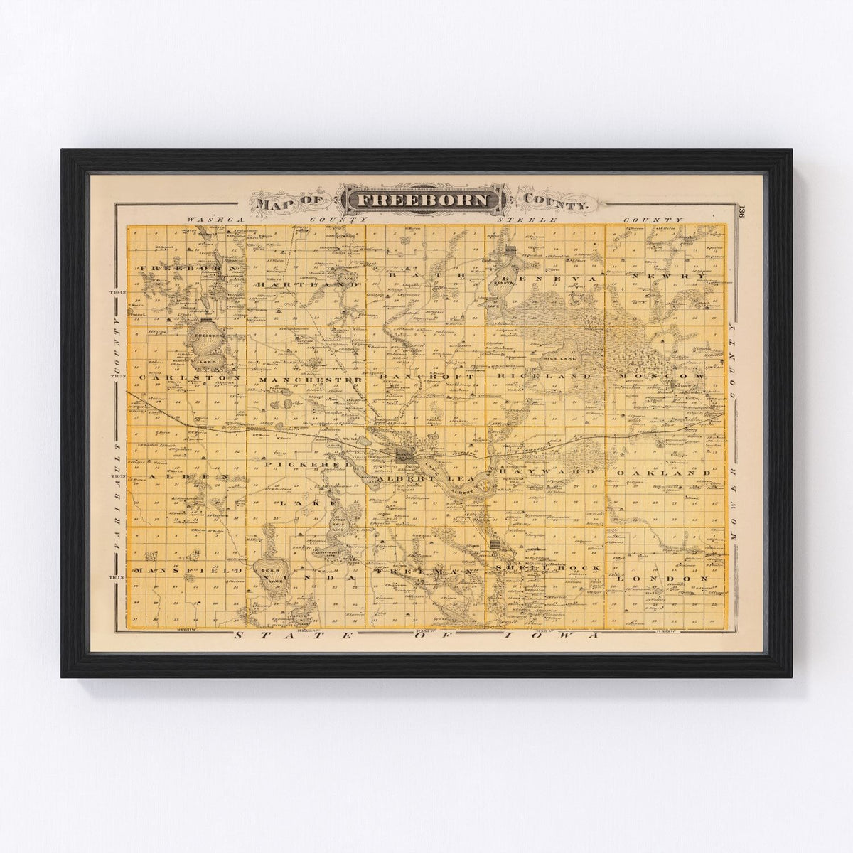 Freeborn County Vintage Map 1874