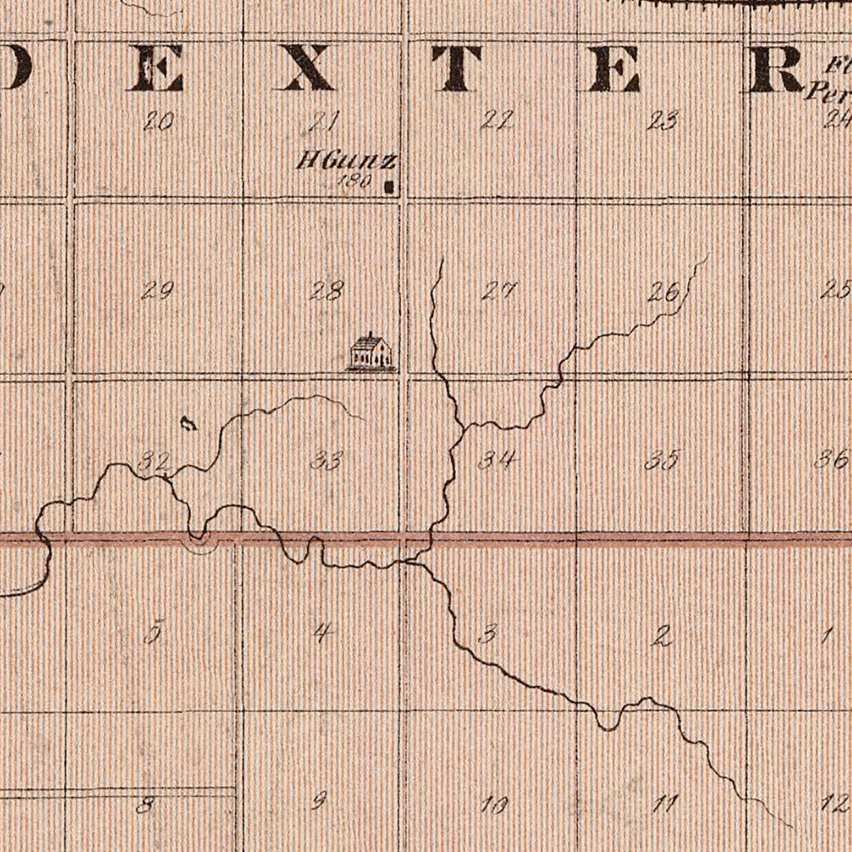 Restored historic details from the 1874 county map of Mower County, Minnesota