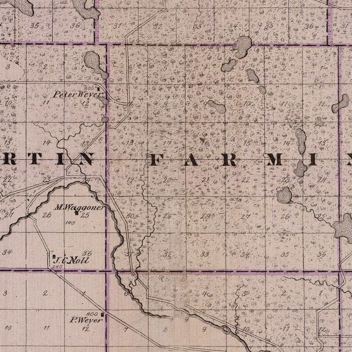 Restored historic details from the 1874 county map of Stearns County, Minnesota