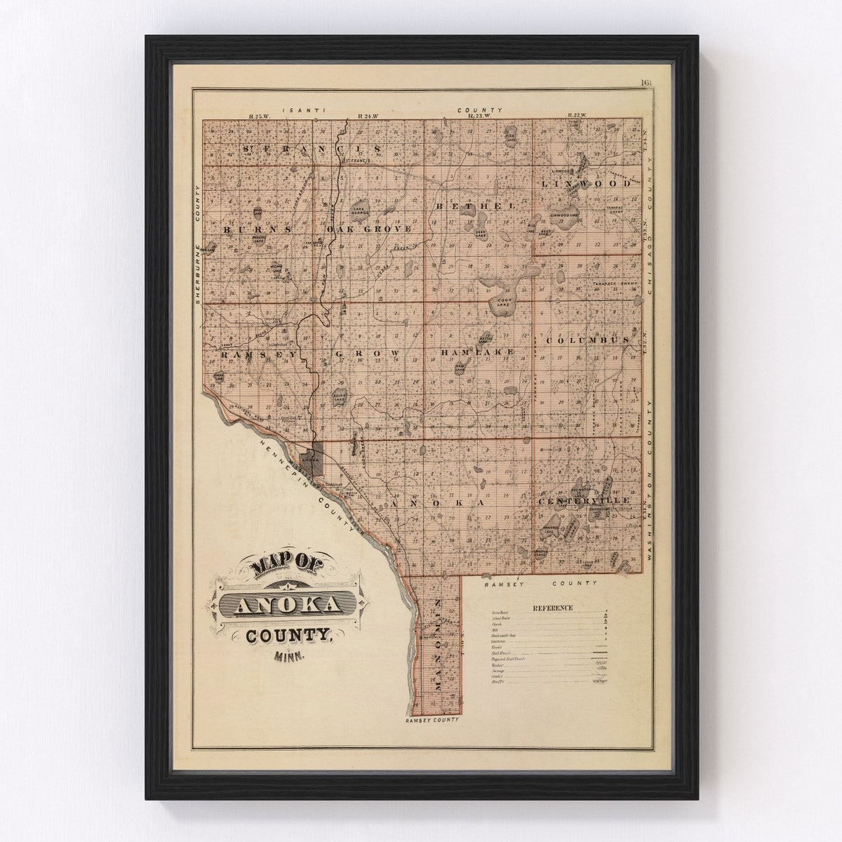 Anoka County Vintage Map 1874