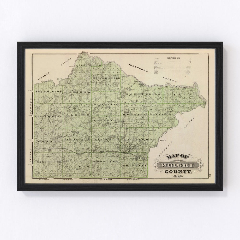 Wright County Vintage Map 1874