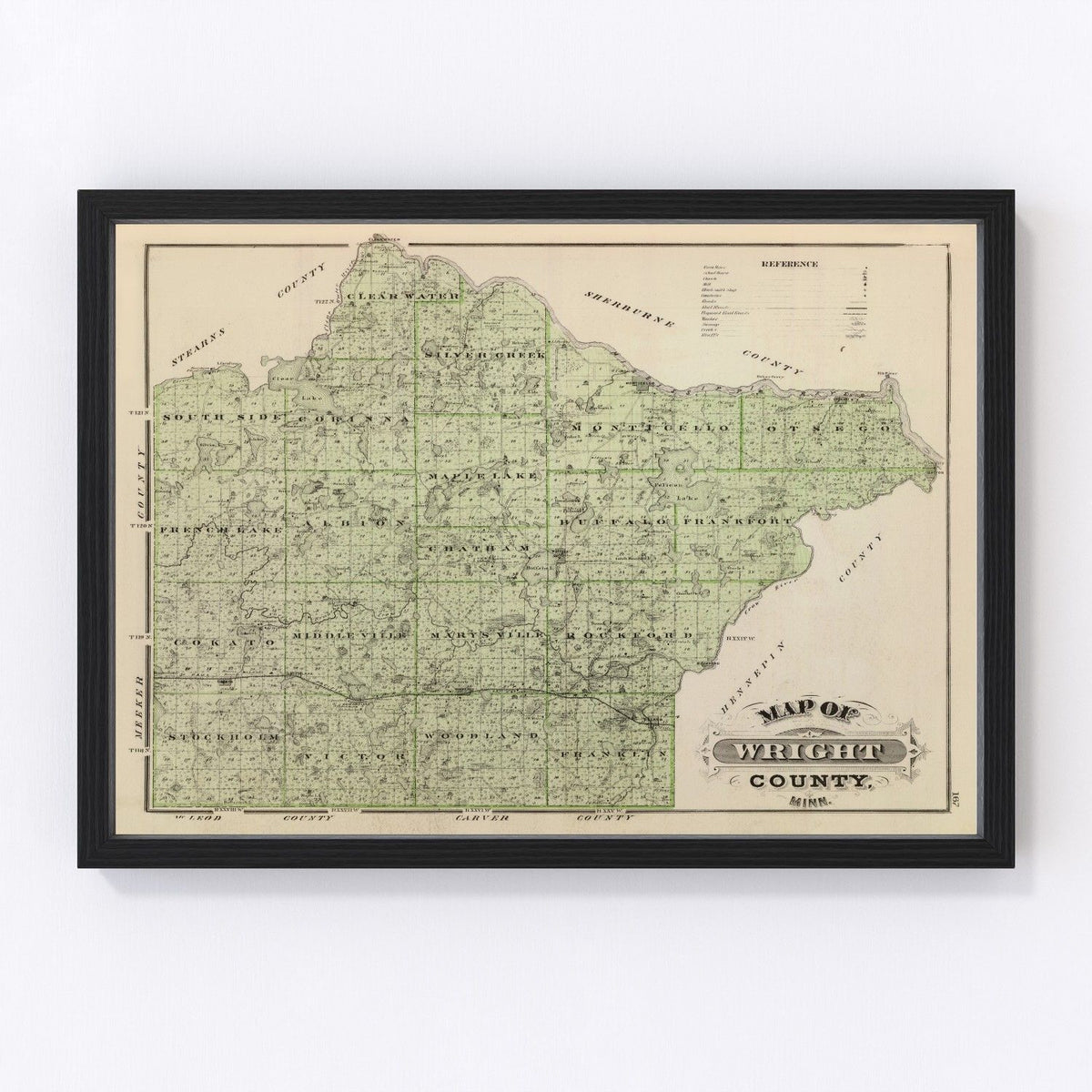 Wright County Vintage Map 1874