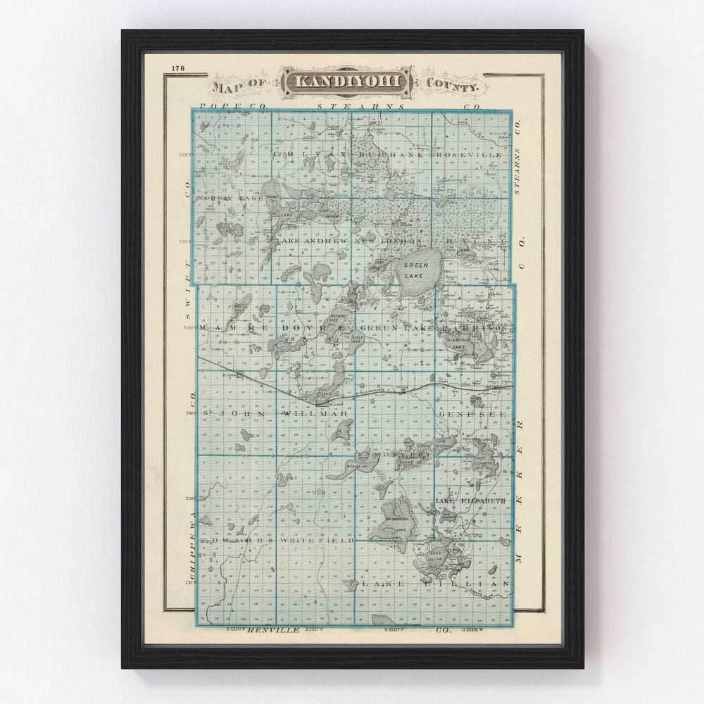 Kandiyohi County Vintage Map 1874