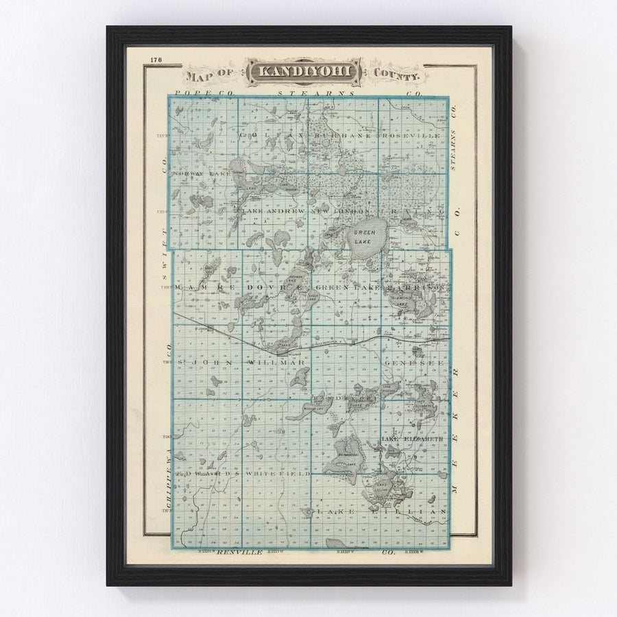 Kandiyohi County Vintage Map 1874