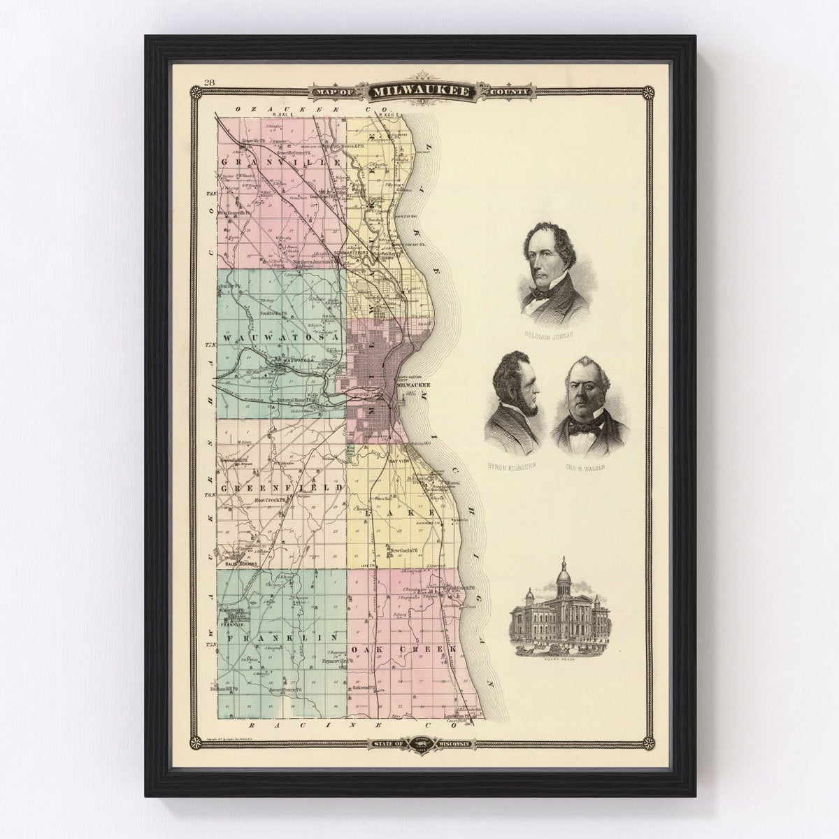 Milwaukee County Vintage Map 1878