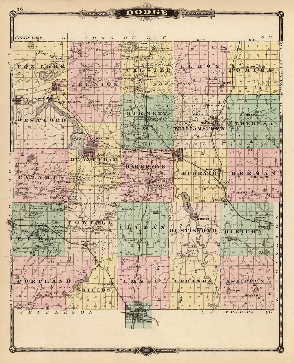 Preview of Vintage Map of Dodge County, Wisconsin 1878