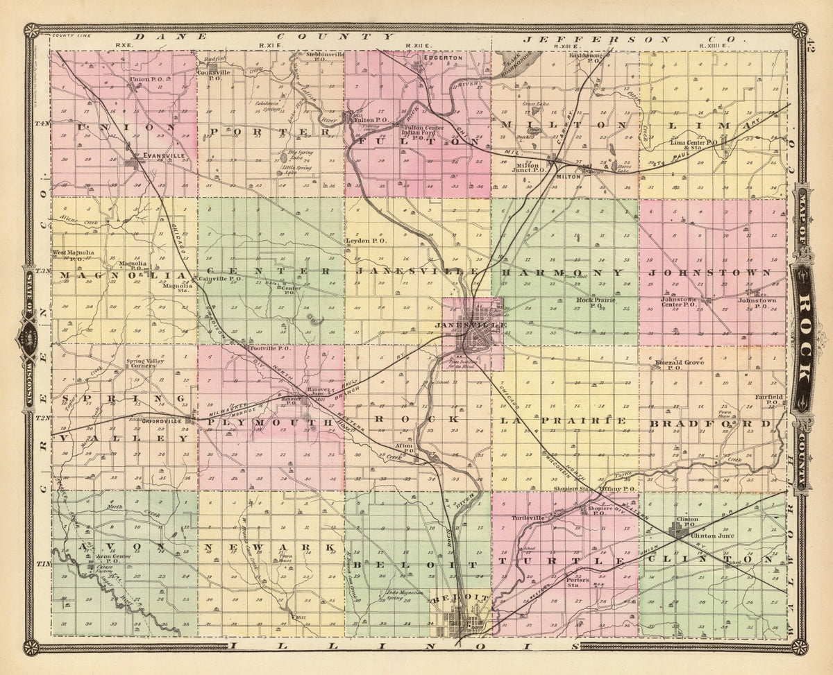 Preview of Vintage Map of Rock County, Wisconsin 1878