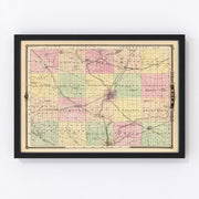Rock County Vintage Map 1878