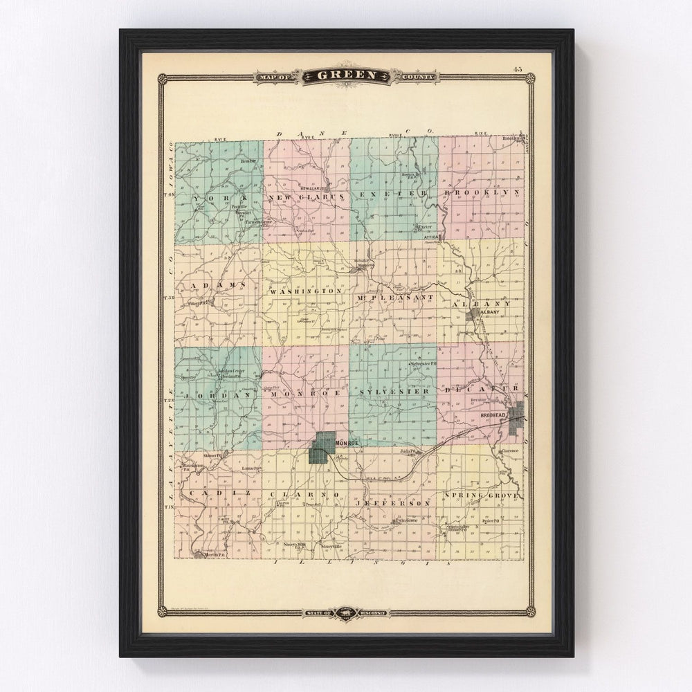 Green County Vintage Map 1878