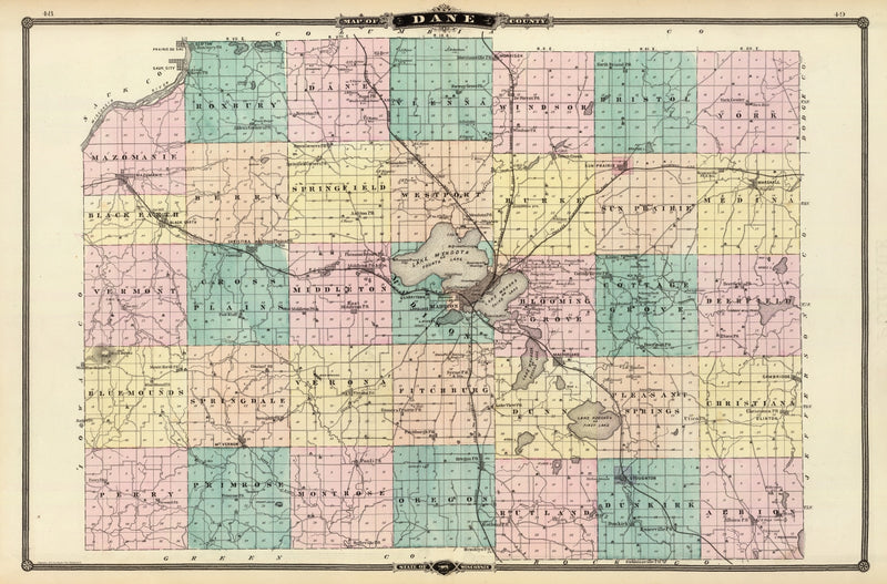 Size comparison using Vintage Map of Dane County, Wisconsin 1878
