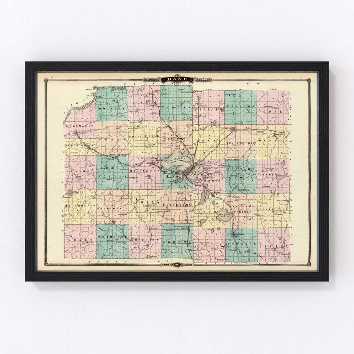 Dane County Vintage Map 1878