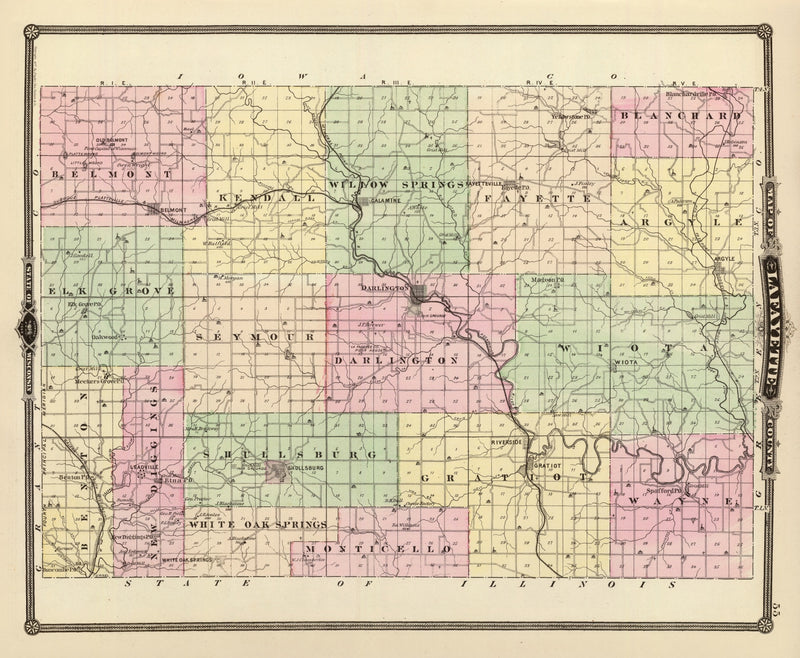 Size comparison using Vintage Map of Lafayette County, Wisconsin 1878