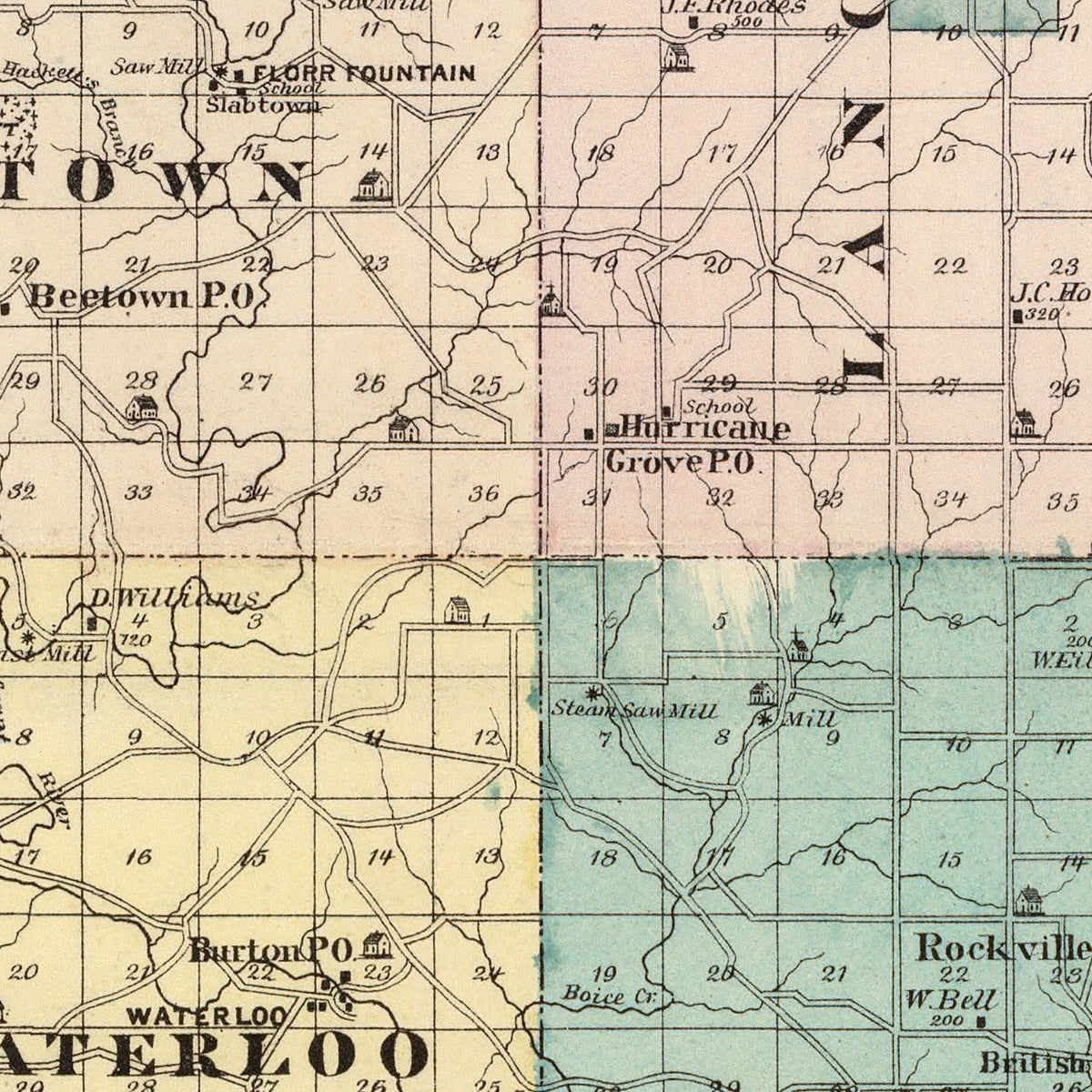 Restored historic details from the 1878 county map of Grant County, Wisconsin