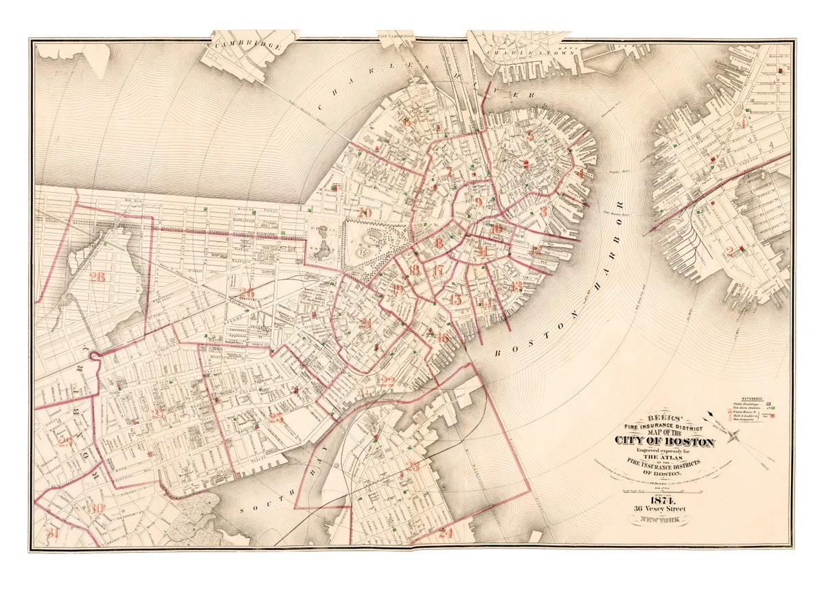 Preview of Vintage Map of Boston, Massachusetts 1874