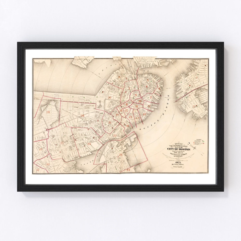 Boston Vintage Map 1874