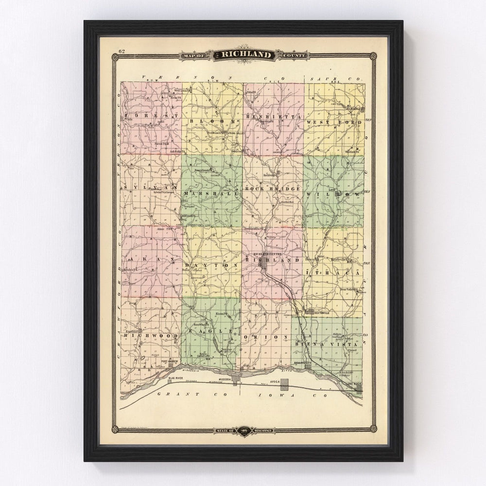 Richland County Vintage Map 1878