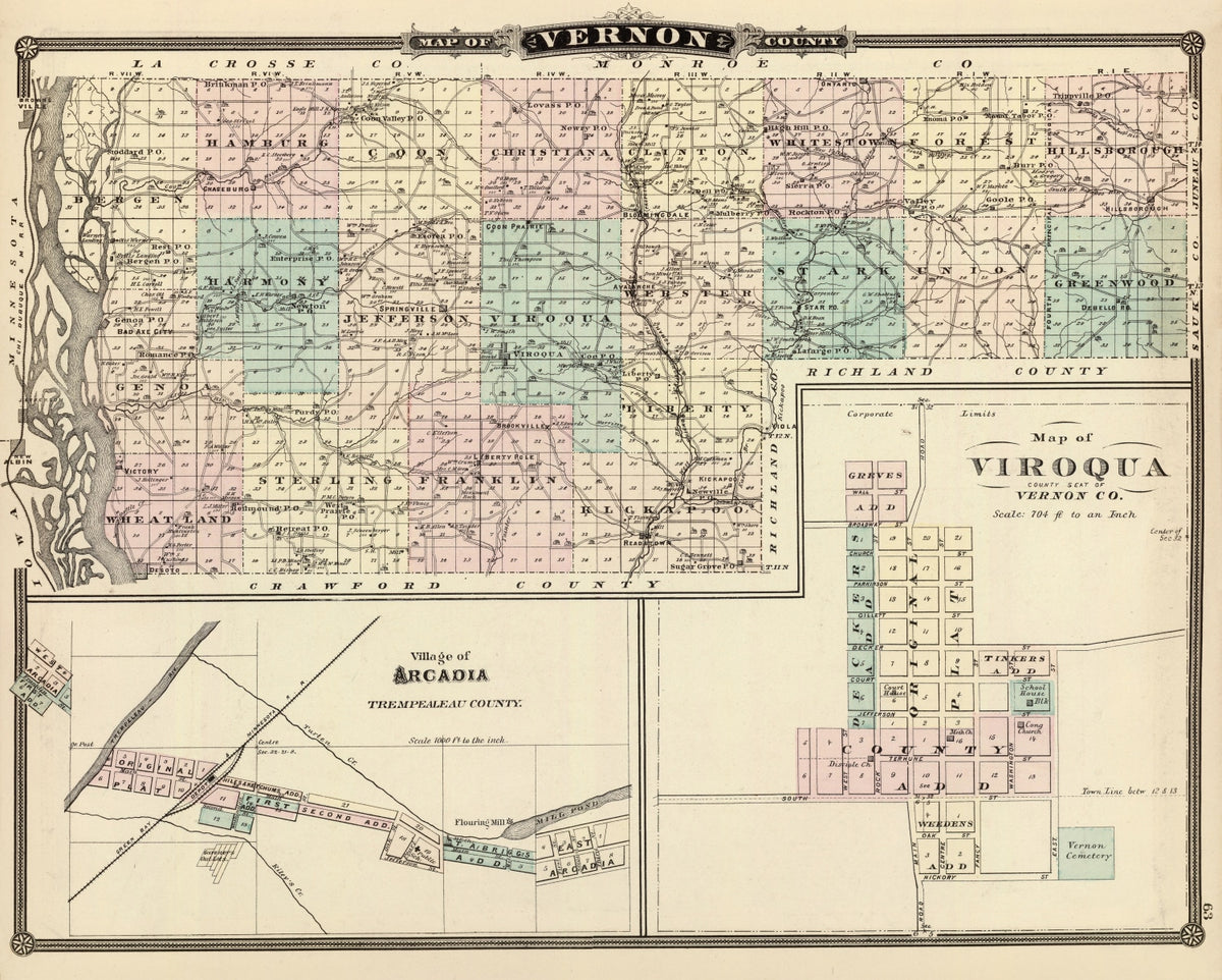 Preview of Vintage Map of Vernon County, Wisconsin 1878