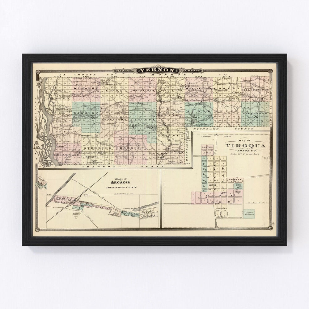 Vernon County Vintage Map 1878