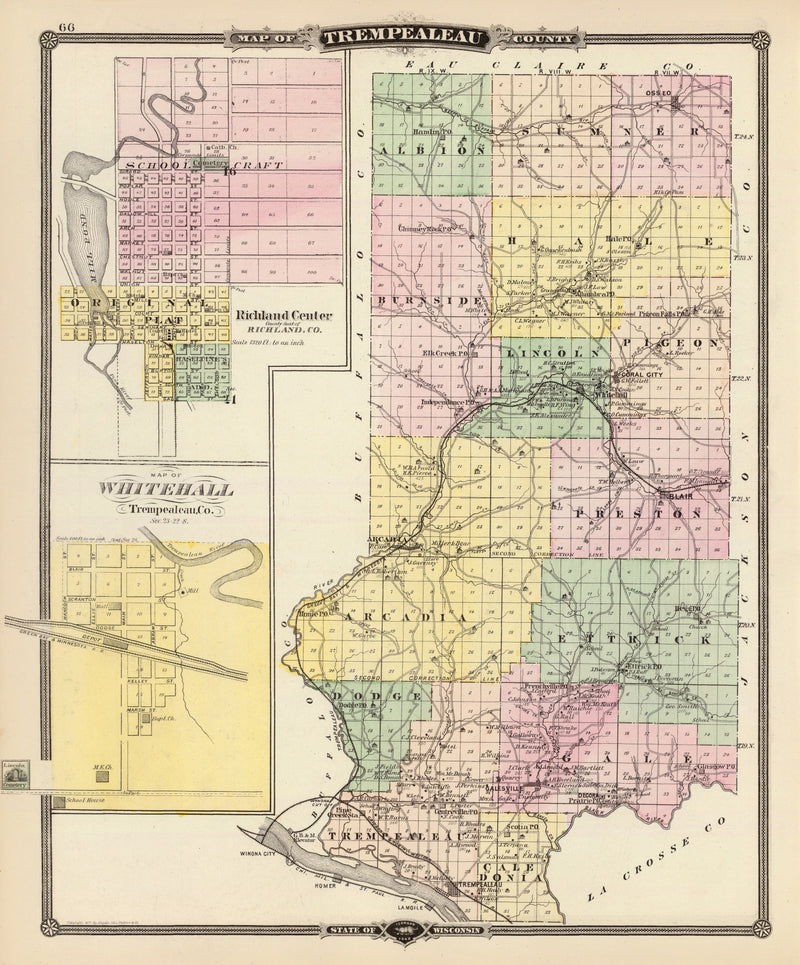 Size comparison using Vintage Map of Trempealeau County, Wisconsin 1878