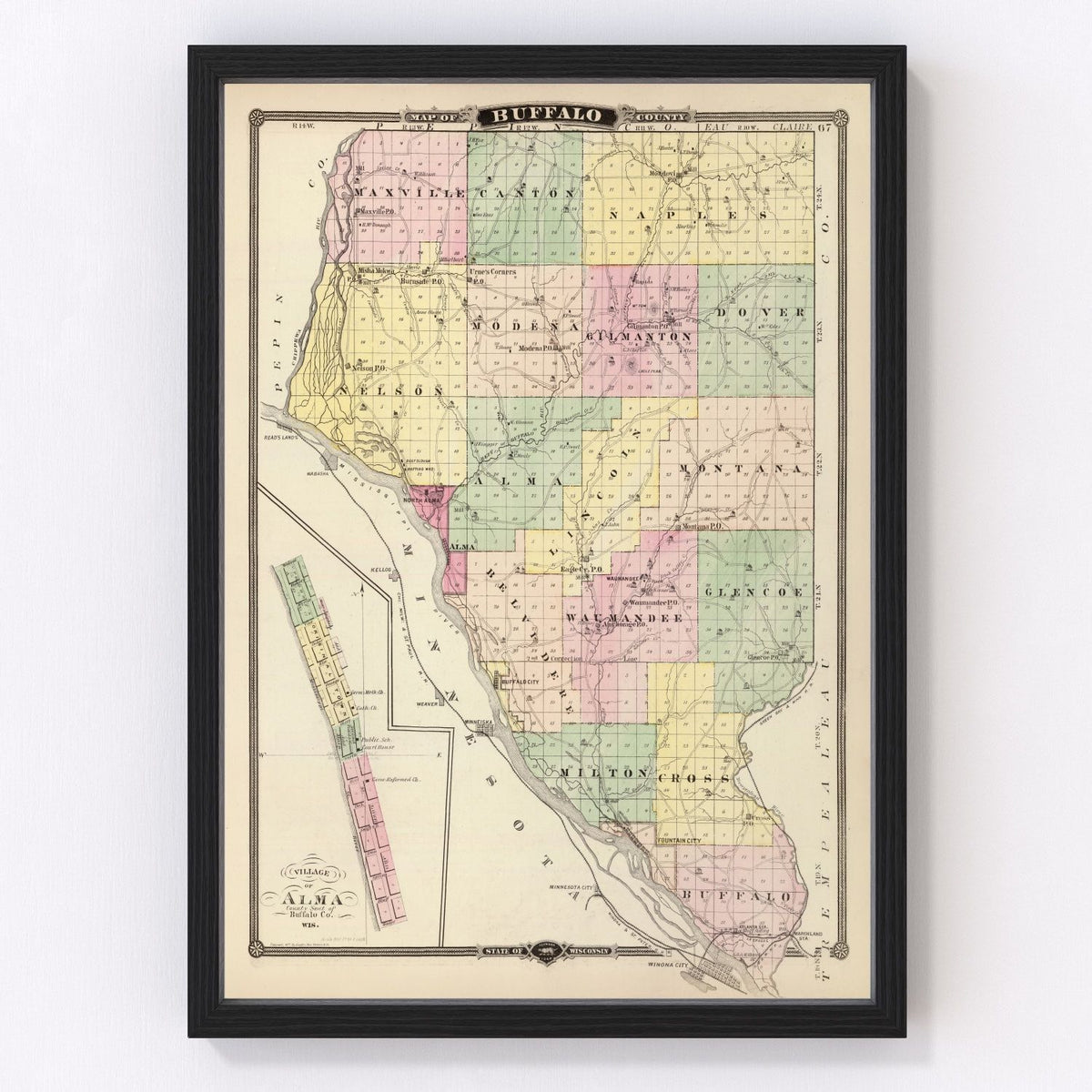 Buffalo County Vintage Map 1878