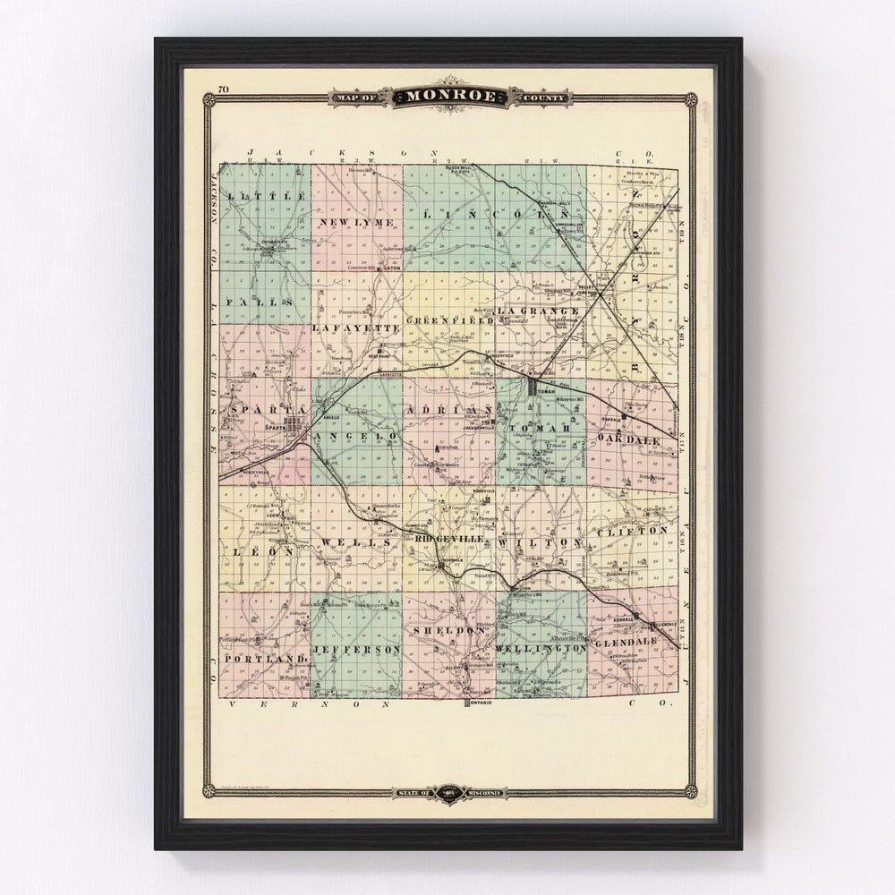 Monroe County Vintage Map 1878
