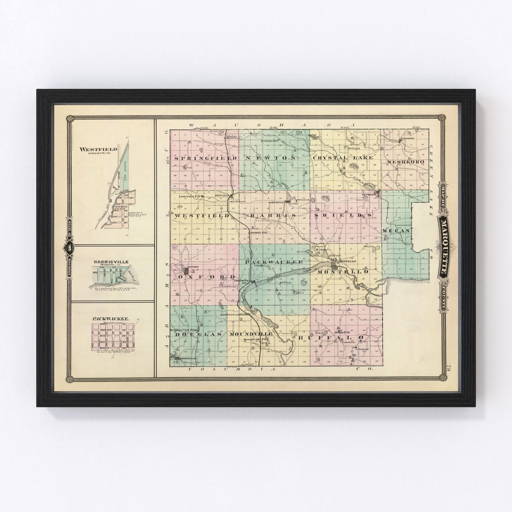 Marquette County Vintage Map 1878