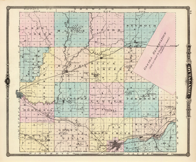 Size comparison using Vintage Map of Outagamie County, Wisconsin 1878