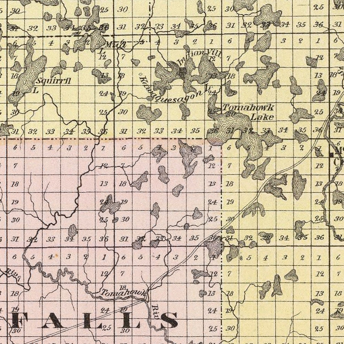 Restored historic details from the 1878 county map of Lincoln County, Wisconsin