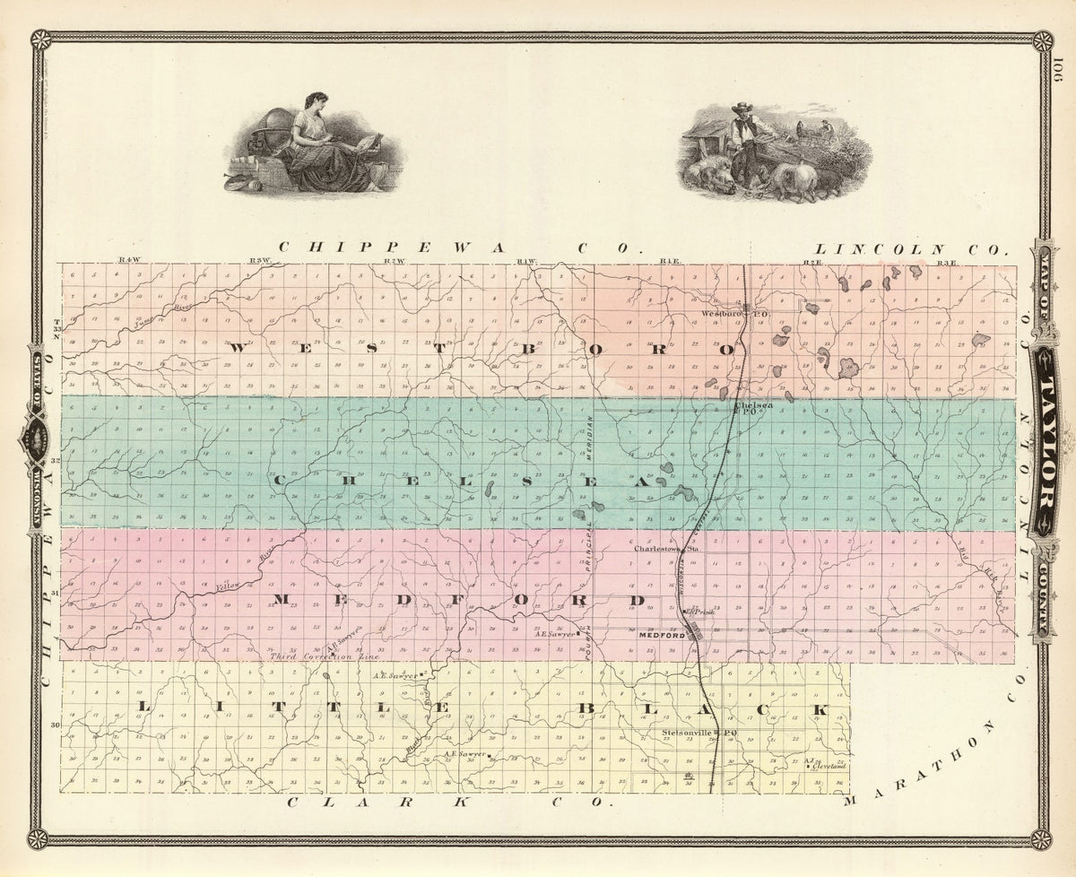 Preview of Vintage Map of Taylor County, Wisconsin 1878