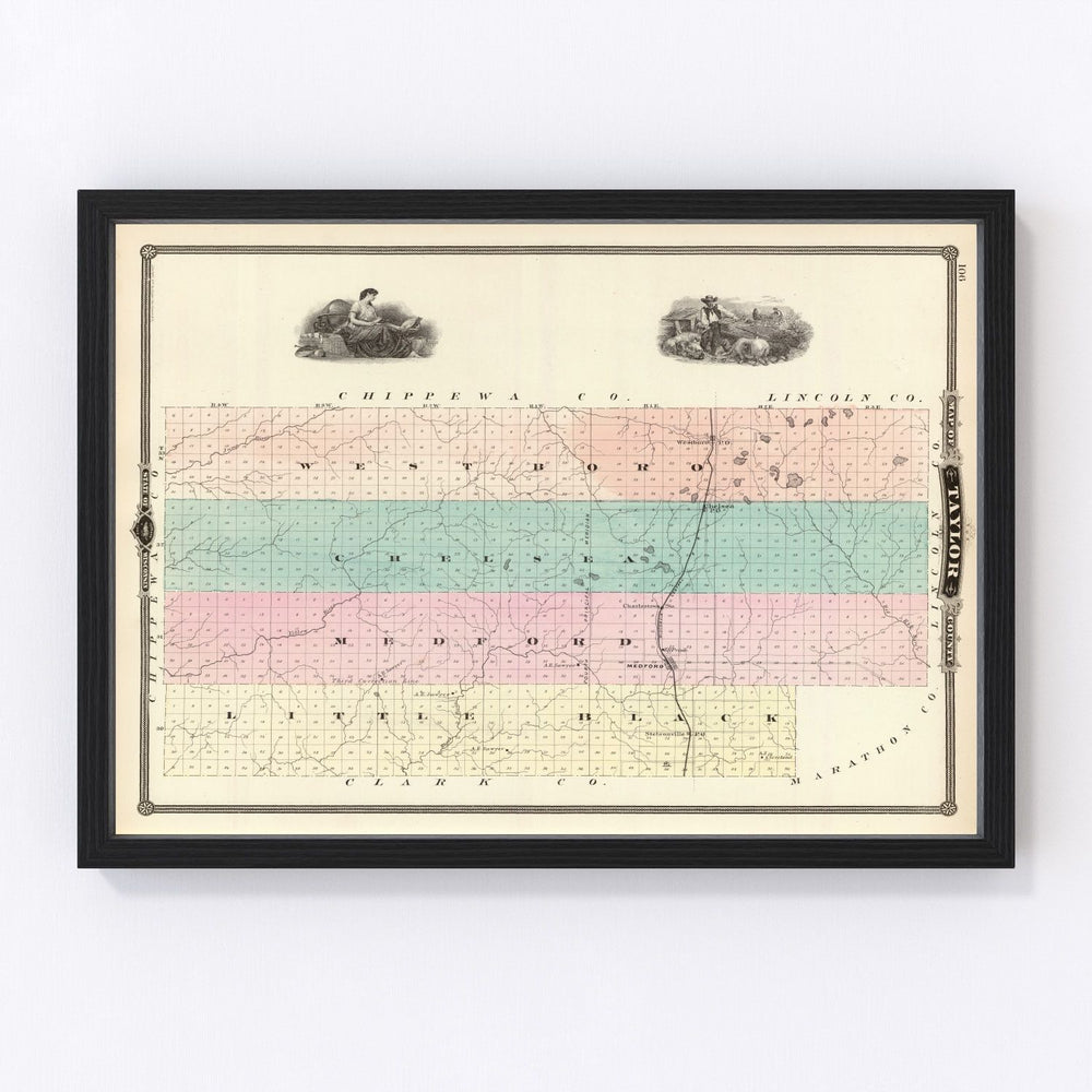 Taylor County Vintage Map 1878
