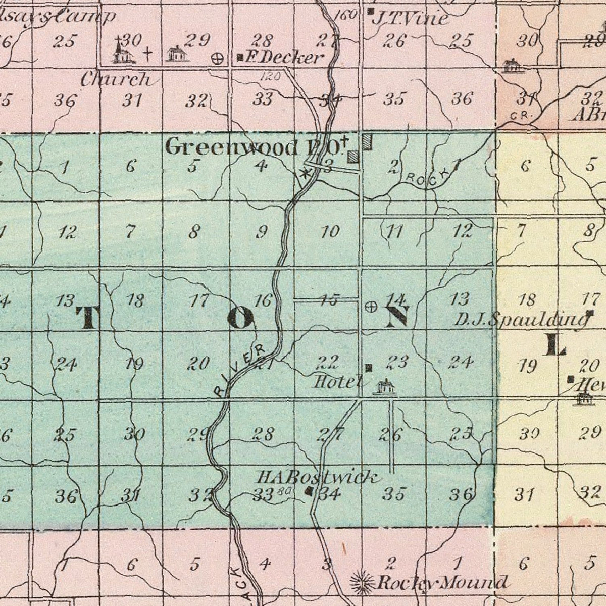 Restored historic details from the 1878 county map of Clark County, Wisconsin