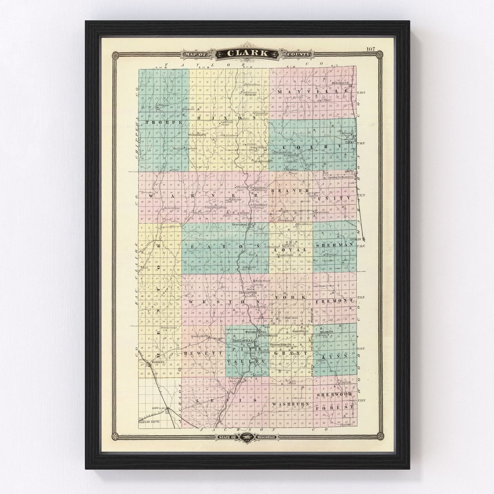 Clark County Vintage Map 1878