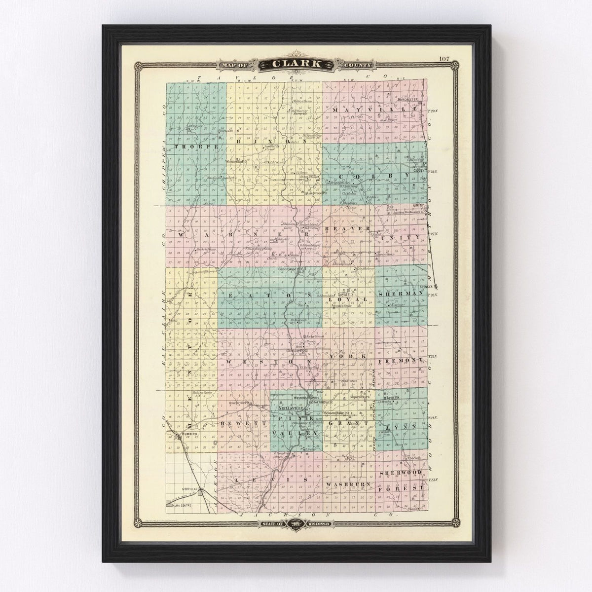 Clark County Vintage Map 1878