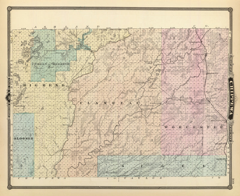 Size comparison using Vintage Map of Chippewa County, Wisconsin 1878