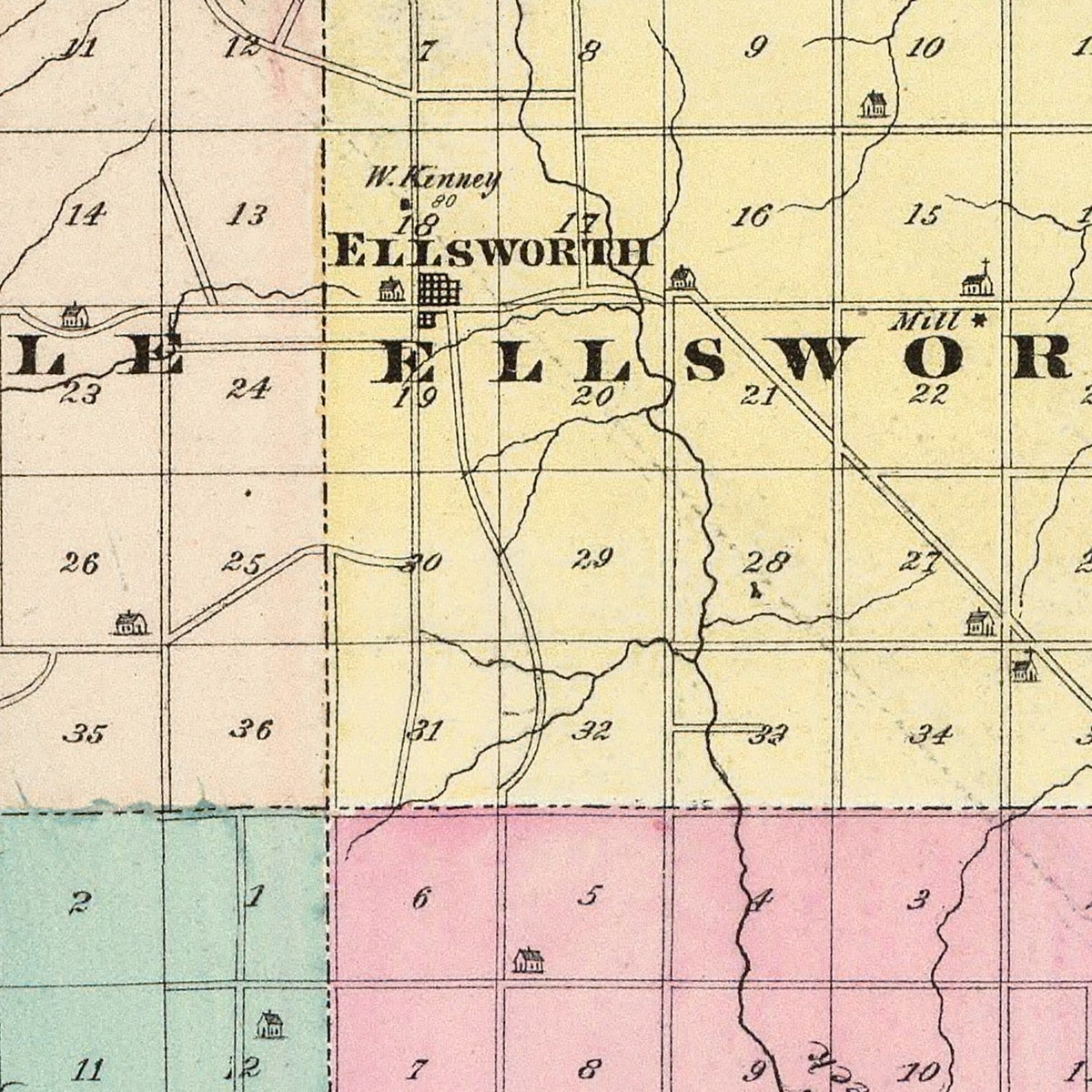 Restored historic details from the 1878 county map of Pierce County, Wisconsin
