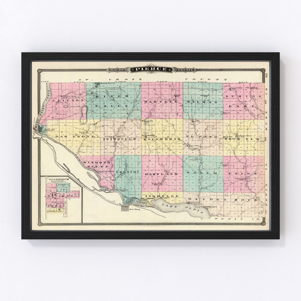 Pierce County Vintage Map 1878