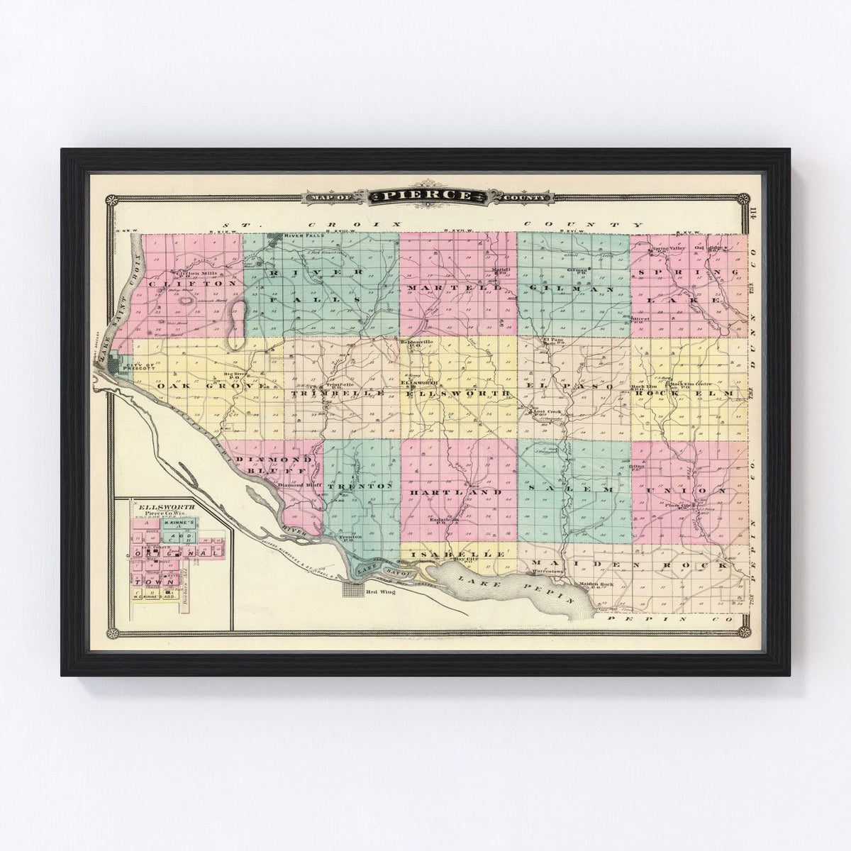 Pierce County Vintage Map 1878