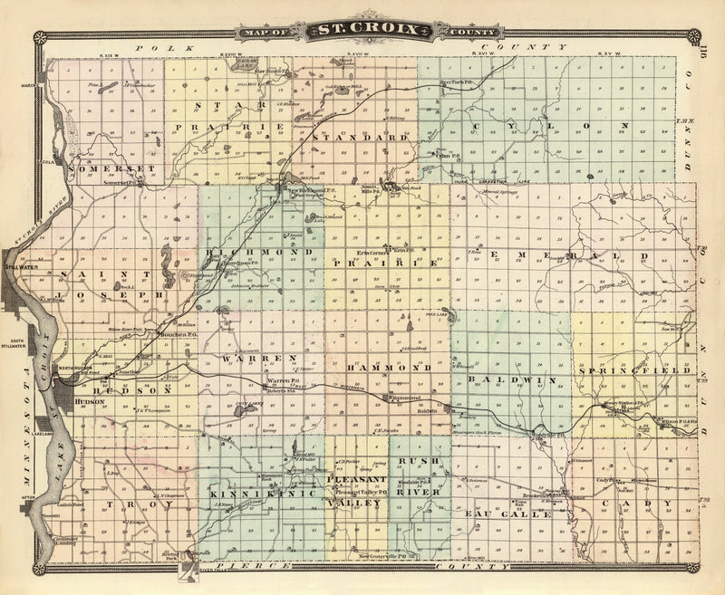 Size comparison using Vintage Map of St. Croix County, Wisconsin 1878