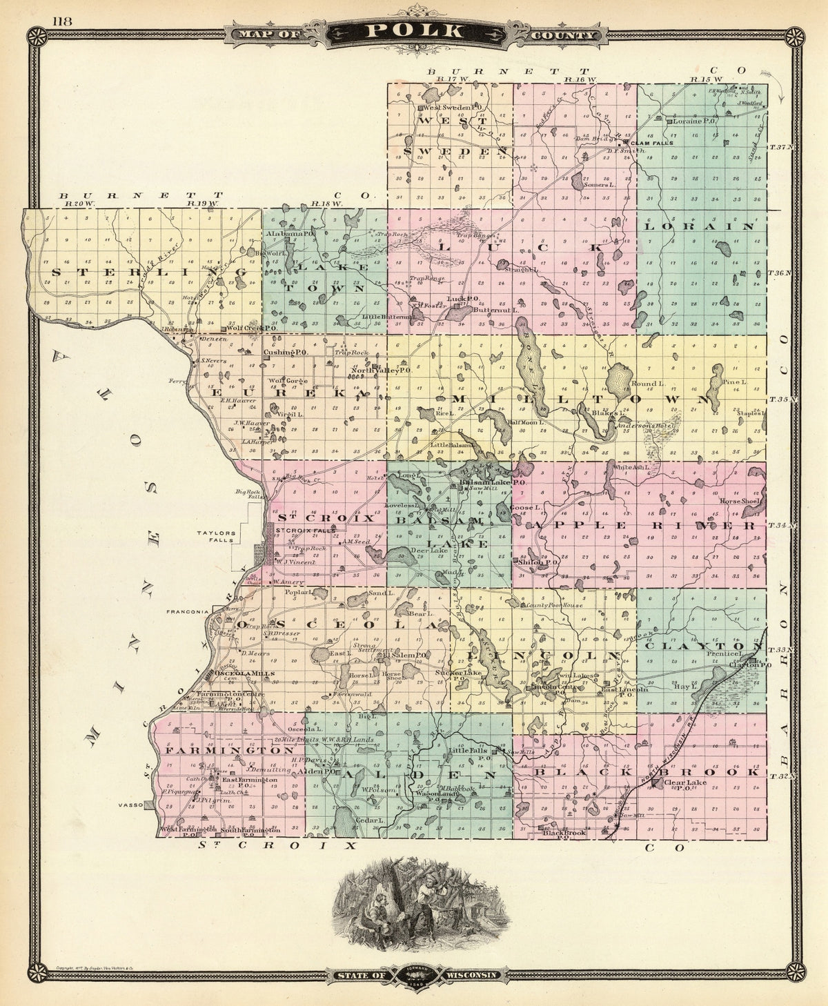 Preview of Vintage Map of Polk County, Wisconsin 1878