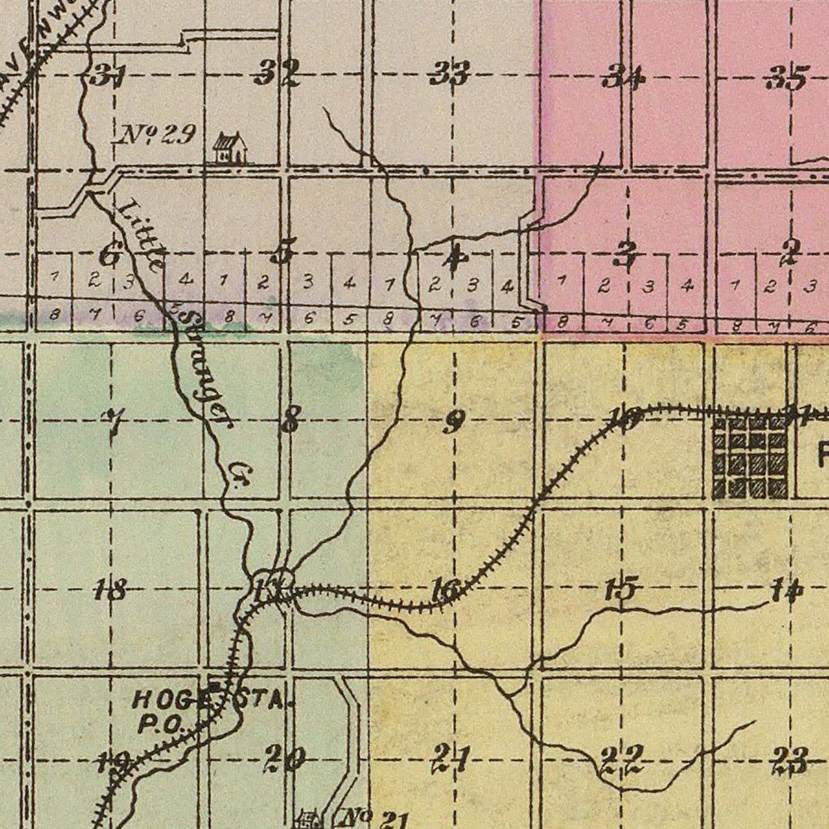 Restored historic details from the 1887 county map of Leavenworth County, Kansas