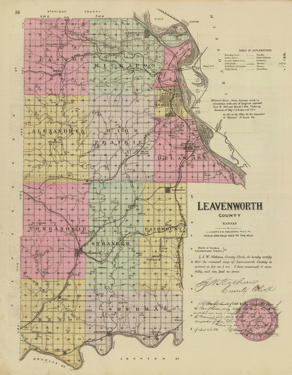 Preview of Vintage Map of Leavenworth County, Kansas 1887