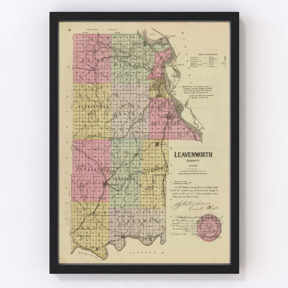 Leavenworth County Vintage Map 1887