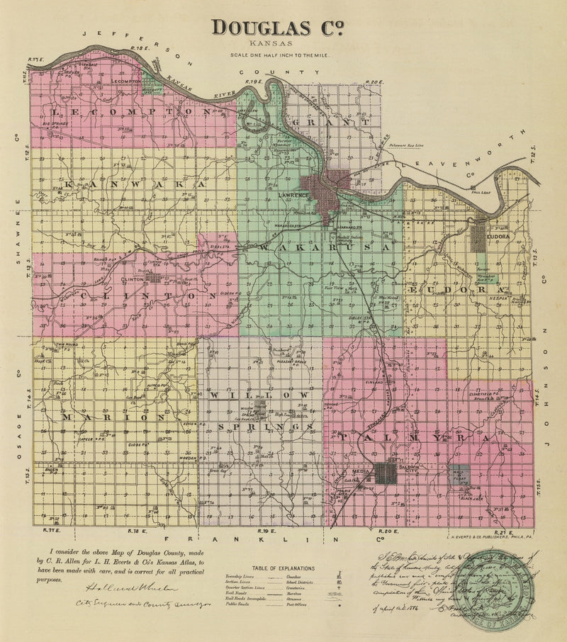 Size comparison using Vintage Map of Douglas County, Kansas 1887