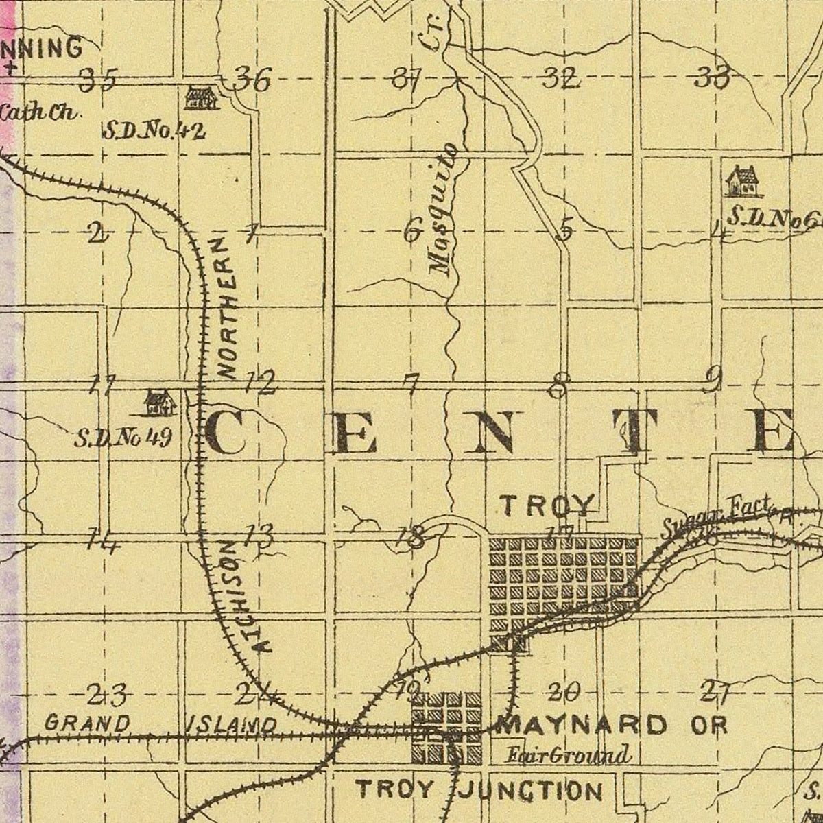 Restored historic details from the 1887 county map of Doniphan County, Kansas